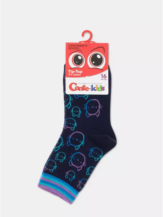 Хлопковые детские носки tip-top с рисунками 931 темно-синий, 5С-11СП, 16, CONTE-KIDS,  - 2