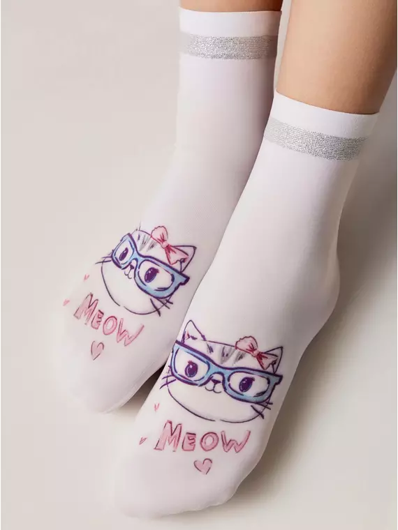 Носки детские с рисунком и люрексом caty bianco, 21C-114СП, 20-22, CONTE ELEGANT,  - 1