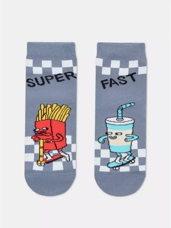 Хлопковые детские носки "веселые ножки" 938 темно-серый, 17С-10СП, 24, CONTE-KIDS,  - 1