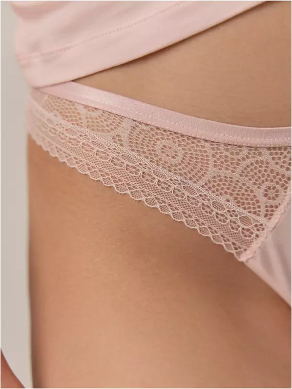 Трусы «бразилиана» из фактурного кружева и хлопка lace twist lbr 1989 sakura, 21С-2006ТСП, 90/XS, CONTE ELEGANT,  - 2