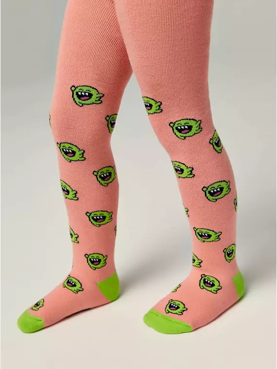 Колготки десткие (махровые внутри) sof-tiki с рисунками 644 коралловый, 7С-38СП, 104-110 (16), CONTE-KIDS,  - 4