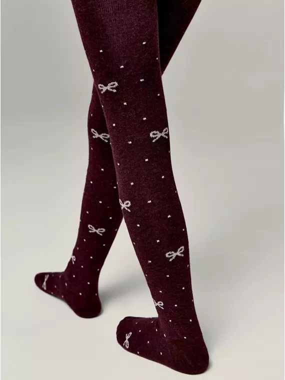 Хлопковые детские колготки tip-top с люрексом 545 бордо, 19С-36СП, 128-134 (20), CONTE-KIDS,  - 3