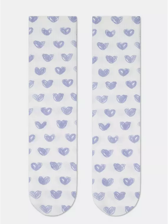 Удлиненные женские носки с хлопком 558 белый-сиреневый, 19С-236/1СП, 38-39 (25), CONTE ELEGANT,  - 3