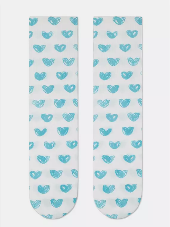 Удлиненные женские носки с хлопком 558 белый-бирюза, 19С-236/1СП, 36-39 (23-25), CONTE ELEGANT,  - 3