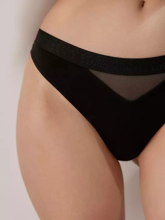 Трусы женские «бразилиана» из бамбука double conte lbr 2261 black, 22С-2234ТСП, 90/XS, CONTE ELEGANT,  - 2