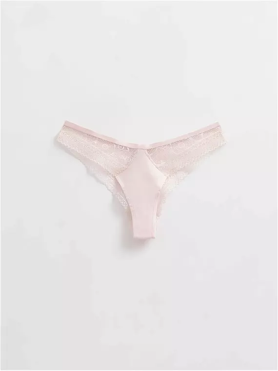 Трусы «бразилиана» из фактурного кружева и хлопка lace twist lbr 1989 sakura, 21С-2006ТСП, 90/XS, CONTE ELEGANT,  - 3