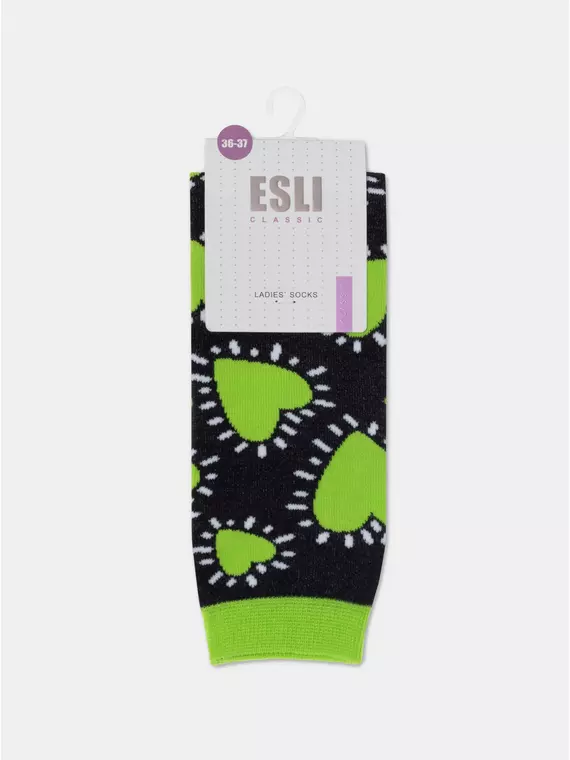 Носки женские хлопковые esli classic 532 черный-салатовый, 21С-69СПЕ, 38-39 (25), ESLI,  - 5