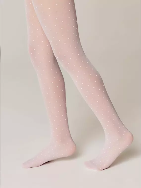 Колготки детские нарядные в мелкую точку с усиленным торсом-шортиками dotsy bianco, 22С-143СП, 146-152, CONTE ELEGANT,  - 2