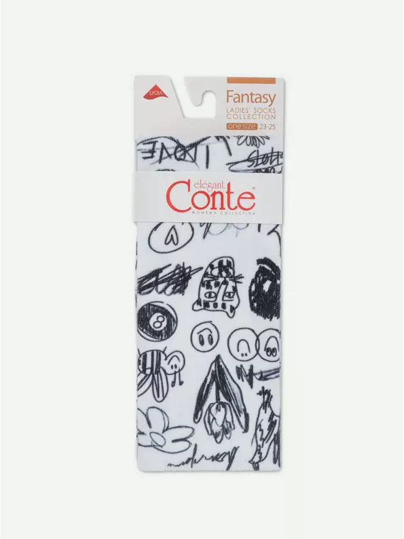 Удлиненные женские носки с хлопком 556 белый-черный, 19С-236/1СП, 36-39 (23-25), CONTE ELEGANT,  - 6