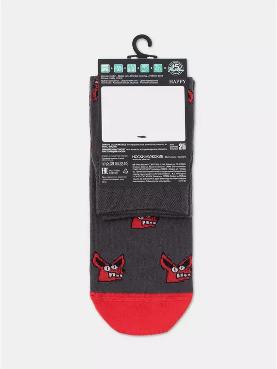 Хлопковые мужские носки diwari happy с рисунками 193 темно-серый, 17С-151СП, 44-45 (29), DIWARI,  - 5