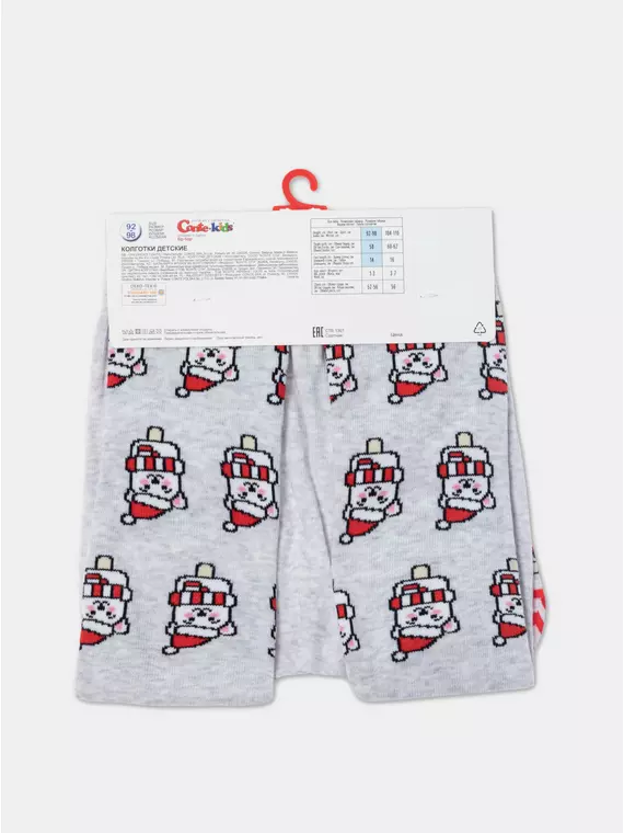Новогодние детские колготки new year 669 светло-серый, 21С-31СП, 104-110 (16), CONTE-KIDS,  - 7