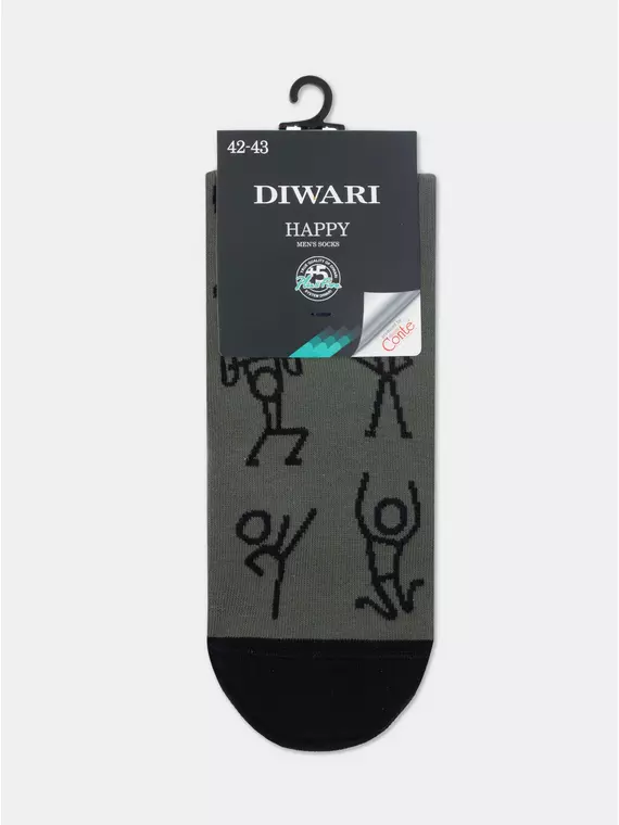 Хлопковые мужские носки diwari happy с рисунками 188 хаки, 17С-151СП, 44-45 (29), DIWARI,  - 4