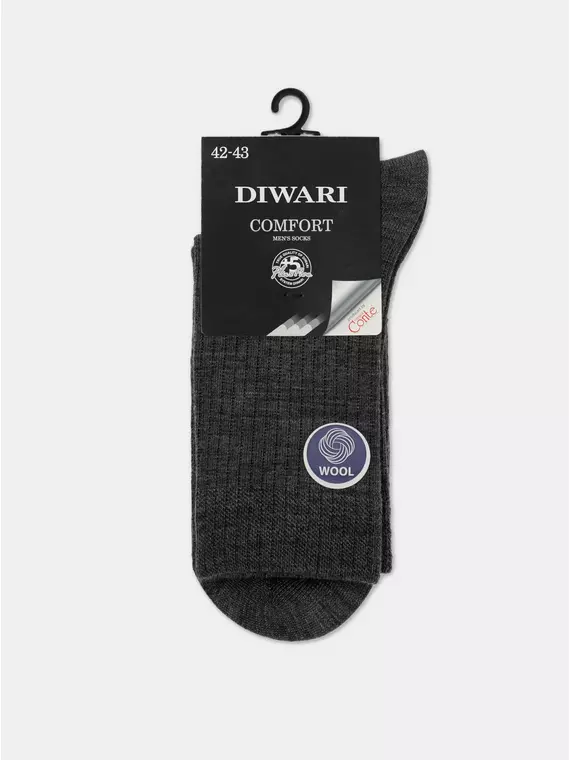 Теплые мужские носки в рубчик с шерстью diwari comfort 182 темно-серый, 22С-128СП, 40-41 (25), DIWARI,  - 3