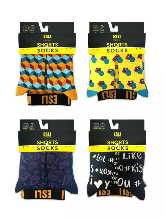 Набор 2-х предметный (трусы муж.+носки муж.) esli ms001; hs001 purple, MS001, 86,90/M;42-45, ESLI,  - 2