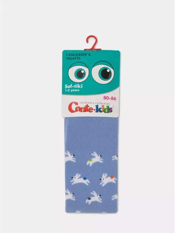 Теплые махровые детские колготки sof-tiki (махровые внутри) 643 голубой, 7С-38СП, 80-86 (14), CONTE-KIDS,  - 3