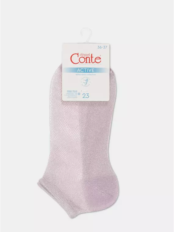 Ультракороткие носки из вискозы с ажурным переплетением active (ультракороткие, люрекс) 277 сиреневый, 21С-30СП, 36-37 (23), CONTE ELEGANT,  - 5
