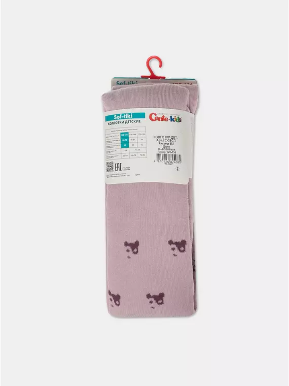Теплые махровые детские колготки sof-tiki (махровые внутри) 652 пепельно-розовый, 7С-38СП, 128-134 (20), CONTE-KIDS,  - 4