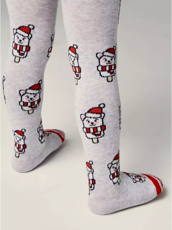 Новогодние детские колготки new year 669 светло-серый, 21С-31СП, 104-110 (16), CONTE-KIDS,  - 3