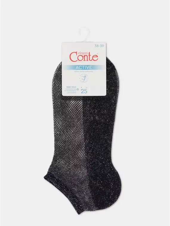 Ультракороткие носки из вискозы с ажурным переплетением active (ультракороткие, люрекс) 277 темно-синий, 21С-30СП, 36-37 (23), CONTE ELEGANT,  - 5