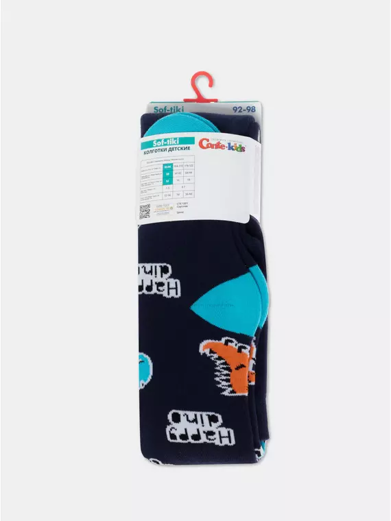 Теплые махровые детские колготки sof-tiki (махровые внутри) 656 темно-синий, 7С-38СП, 92-98 (14), CONTE-KIDS,  - 5