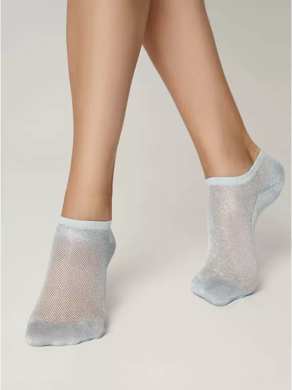 Ультракороткие носки из вискозы с ажурным переплетением active (ультракороткие, люрекс) 277 голубой, 21С-30СП, 38-39 (25), CONTE ELEGANT,  - 3