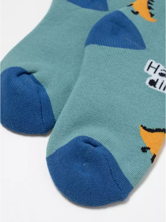 Теплые махровые детские колготки sof-tiki (махровые внутри) 656 серо-бирюзовый, 7С-38СП, 104-110 (16), CONTE-KIDS,  - 2