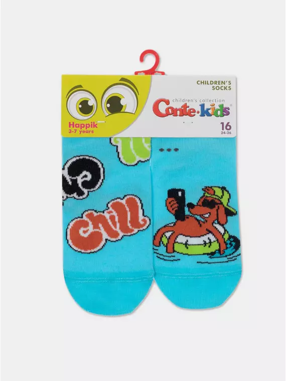 Хлопковые детские носки "веселые ножки" 947 бирюза, 17С-10СП, 16, CONTE-KIDS,  - 4