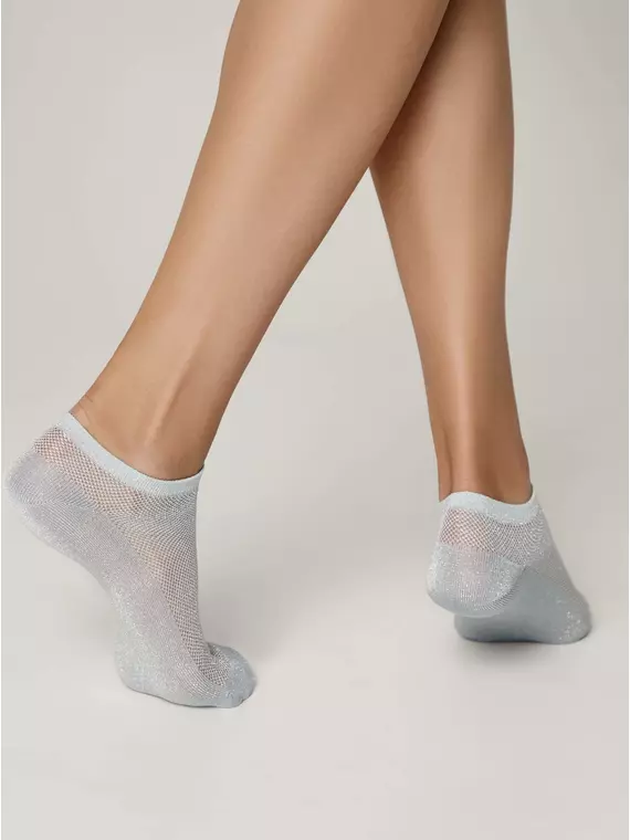 Ультракороткие носки из вискозы с ажурным переплетением active (ультракороткие, люрекс) 277 голубой, 21С-30СП, 38-39 (25), CONTE ELEGANT,  - 2