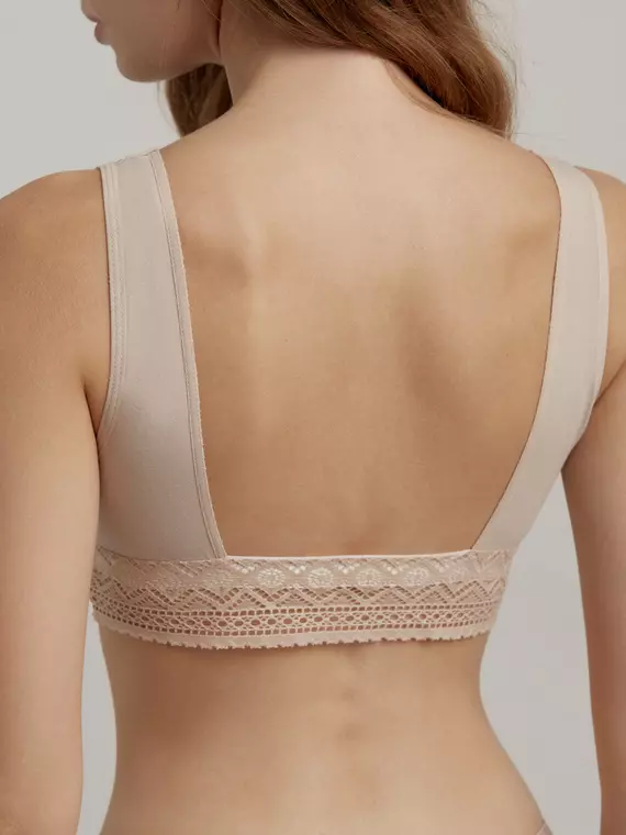 Бюстье женское из геометрического кружева с v-образной линией декольте grafic lace lbe 1978 light almond, 21С-1995ТСП, 170-88/S, CONTE ELEGANT,  - 3