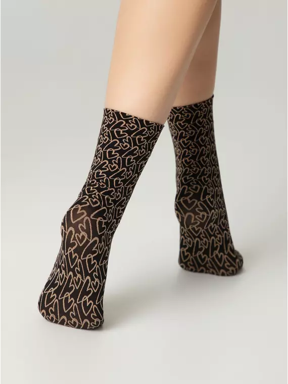 Плотные женские носки с рисунками«love» fantasy nero-natural, 23С-83СП, 36-39 (23-25), CONTE ELEGANT,  - 2