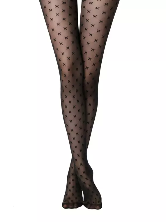 Колготки женские с рисунком «крестики» cross fantasy nero, 23С-69СП, 3, CONTE ELEGANT,  - 2