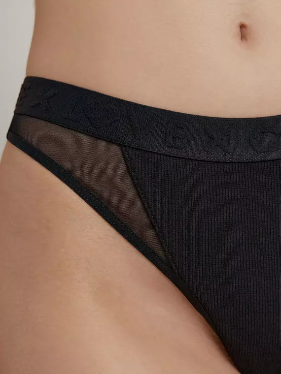 Трусы женские «бразилиана» из хлопка и эластичной сеточки rib with mesh lbr 2494 black, 22С-2507ТСП, 90/XS, CONTE ELEGANT,  - 3