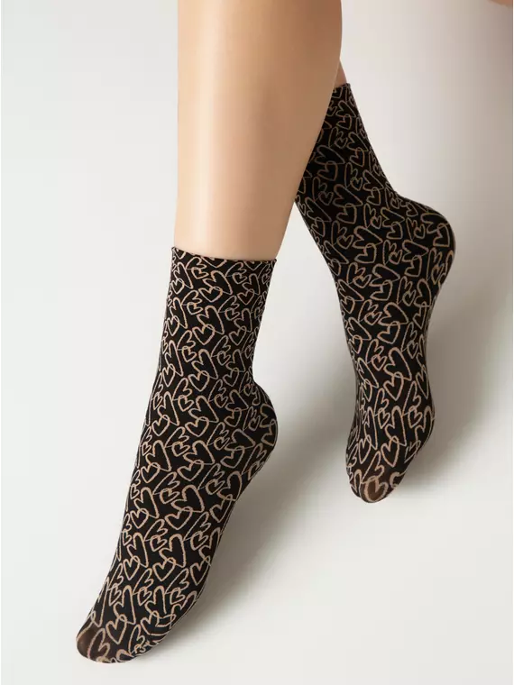 Плотные женские носки с рисунками«love» fantasy nero-natural, 23С-83СП, 36-39 (23-25), CONTE ELEGANT,  - 3