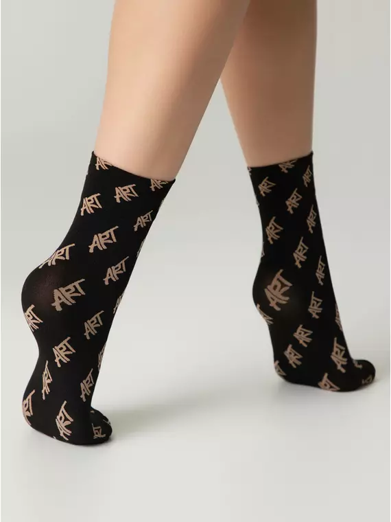 Плотные женские носки с рисунками «art» fantasy nero-natural, 23С-82СП, 36-39 (23-25), CONTE ELEGANT,  - 2