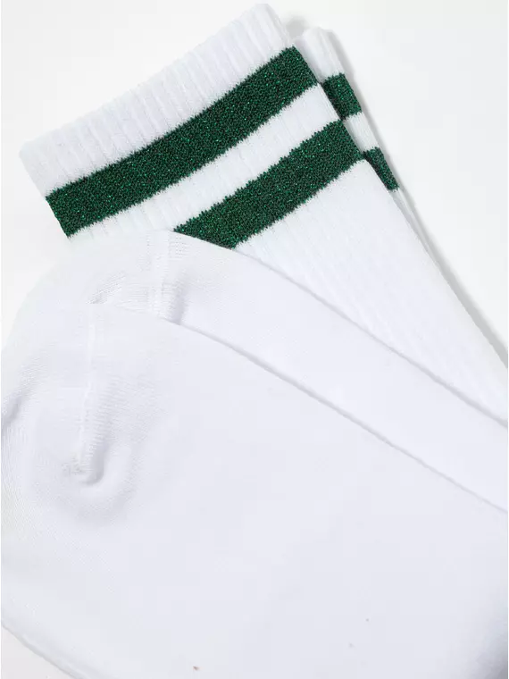 Носки женские хлопковые с яркими полосками из люрекса active 157 белый-зеленый, 19С-65СП, 38-39 (25), CONTE ELEGANT,  - 5