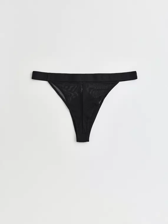 Трусы женские «танга» из хлопка и эластичной сеточки rib with mesh lta 2495 black, 22С-2508ТСП, 90/XS, CONTE ELEGANT,  - 4