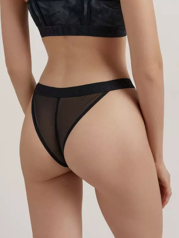 Трусы женские «танга» из хлопка и эластичной сеточки rib with mesh lta 2495 black tie dye, 22С-2508ТСП, 90/XS, CONTE ELEGANT,  - 2