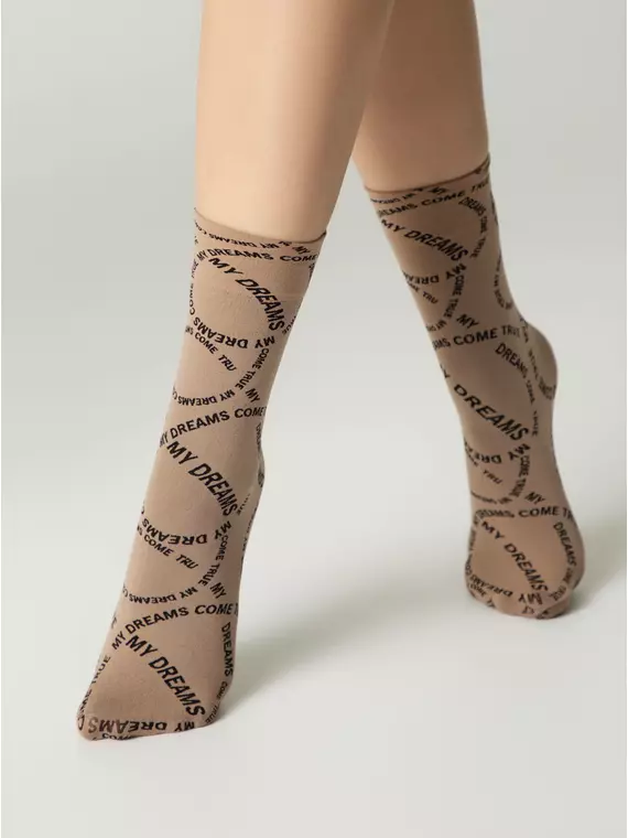 Плотные женские носки с вывязанным рисунком «my dreams» conte fantasy 23с-80сп nero-natural, 23С-80СП, 36-39 (23-25), CONTE ELEGANT,  - 5