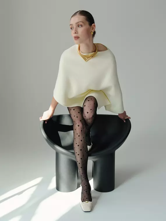 Колготки женские в сердечки и точки feeling fantasy nero, 23С-68СП, 3, CONTE ELEGANT,  - 3