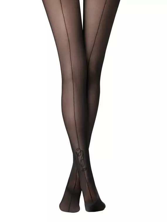 Колготки женские с имитацией шва и рисунком rose fantasy nero, 23С-72СП, 4, CONTE ELEGANT,  - 2