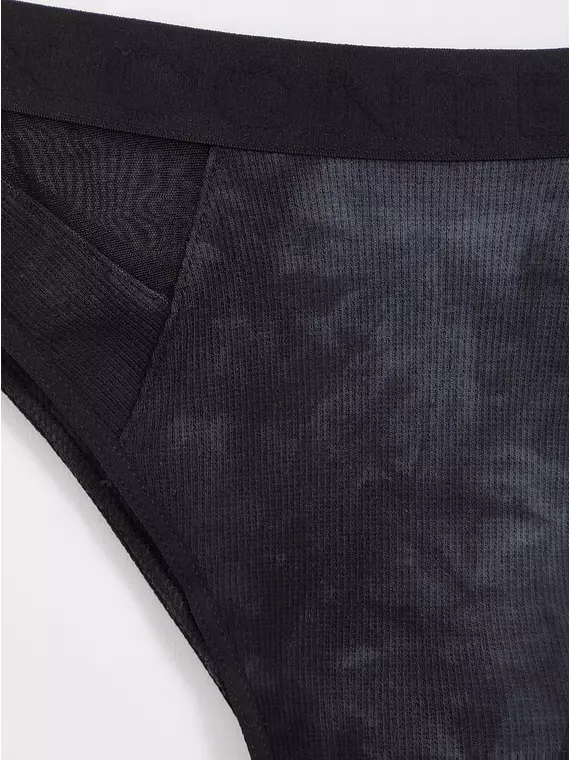 Трусы женские «бразилиана» из хлопка и эластичной сеточки rib with mesh lbr 2496 black tie dye, 22С-2509ТСП, 90/XS, CONTE ELEGANT,  - 2