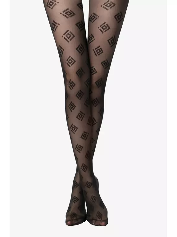 Колготки женские с геометрическим рисунком ingrid fantasy nero, 23С-73СП, 2, CONTE ELEGANT,  - 2