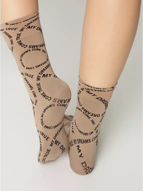 Плотные женские носки с вывязанным рисунком «my dreams» conte fantasy 23с-80сп nero-natural, 23С-80СП, 36-39 (23-25), CONTE ELEGANT,  - 2