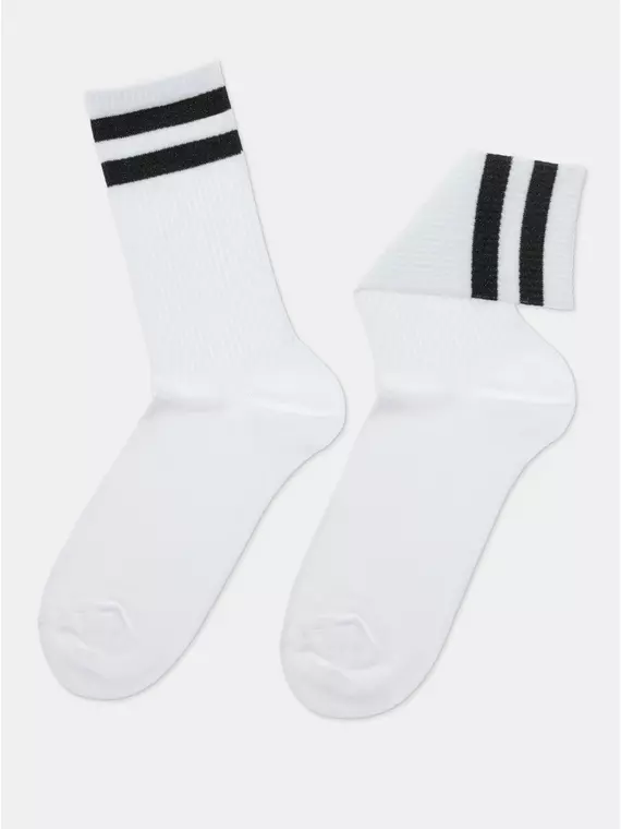 Носки женские хлопковые с яркими полосками из люрекса active 157 белый-черный, 19С-65СП, 38-39 (25), CONTE ELEGANT,  - 4