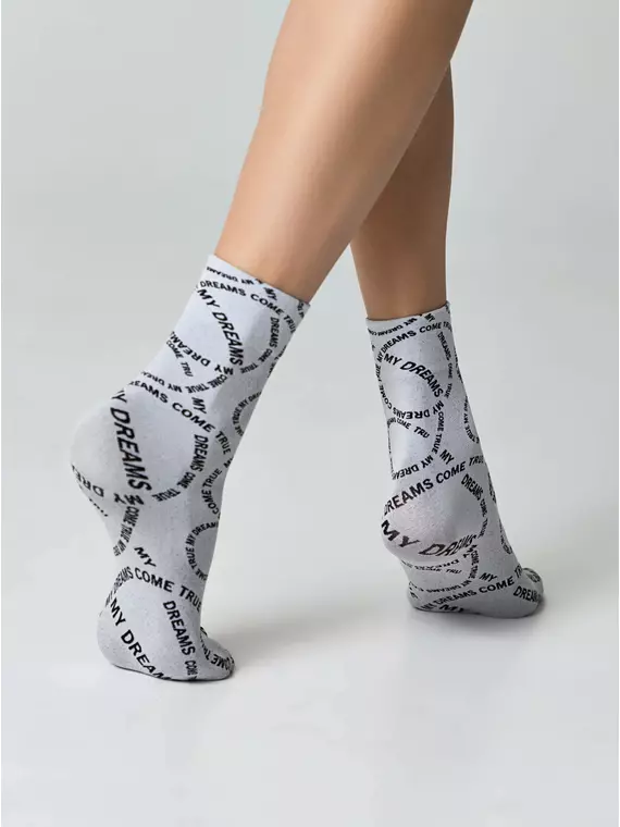 Плотные женские носки с вывязанным рисунком «my dreams» conte fantasy 23с-80сп nero-bianco, 23С-80СП, 36-39 (23-25), CONTE ELEGANT,  - 3