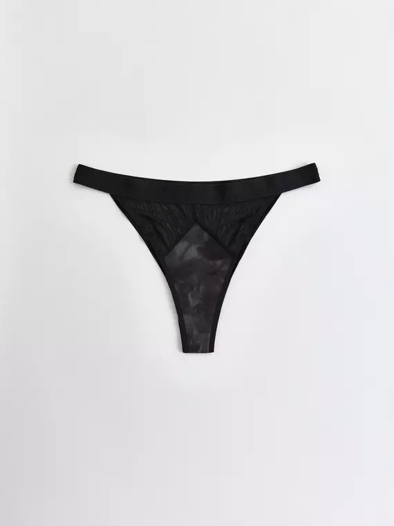 Трусы женские «танга» из хлопка и эластичной сеточки rib with mesh lta 2495 black tie dye, 22С-2508ТСП, 90/XS, CONTE ELEGANT,  - 4