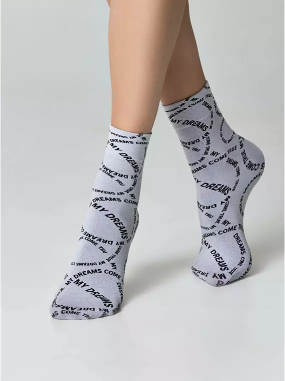 Плотные женские носки с вывязанным рисунком «my dreams» conte fantasy 23с-80сп nero-bianco, 23С-80СП, 36-39 (23-25), CONTE ELEGANT,  - 2