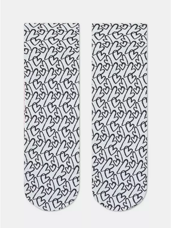 Плотные женские носки с вывязанным рисунком «сердечки» conte fantasy 23с-84сп nero-bianco, 23С-84СП, 36-39 (23-25), CONTE ELEGANT,  - 4
