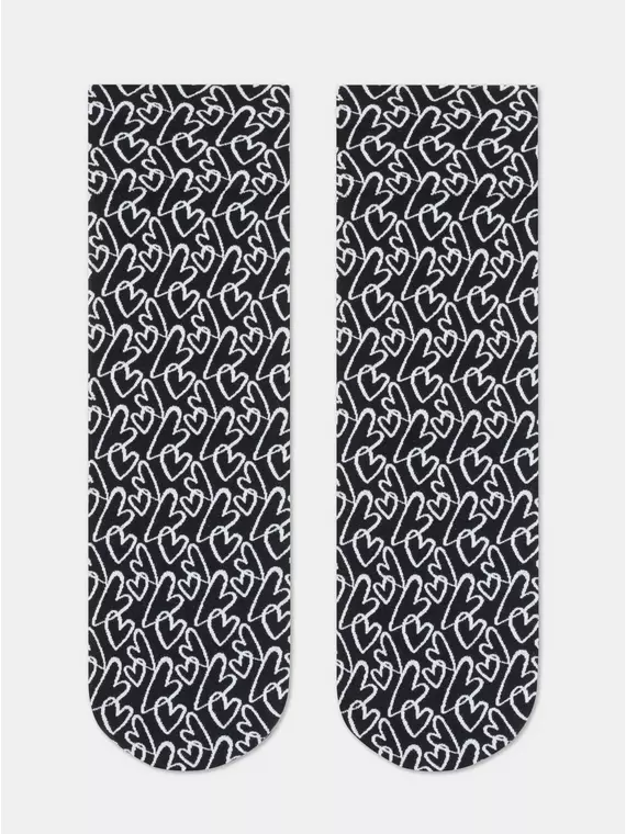 Плотные женские носки с рисунками «love» conte fantasy 23с-83сп nero-bianco, 23С-83СП, 36-39 (23-25), CONTE ELEGANT,  - 4