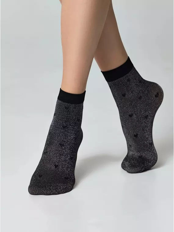 Носки женские с объемными рисунками «hearts» conte fantasy 23с-109сп silver-nero, 23С-109СП, 36-39 (23-25), CONTE ELEGANT,  - 2
